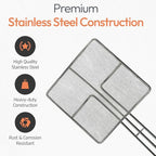 Wire Mesh Strainer with Long Handle | 4-Pack | 6.5" Square Frying Spoon | Cooking Oil Strainer for Deep Fryer & Professional Restaurant Use | Commercial Grease Skimmer