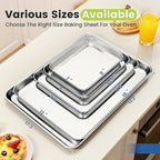 6 Pack Stainless Steel Baking Sheet Pans, 16" L × 12" W × 1" H Cookie Sheets for Toaster Oven, Rust-Resistant, Dishwasher Safe