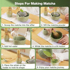 Matcha Whisk Set, 8-Piece Ceramic Japanese Matcha Bowl & Accessories Kit for Traditional Tea Ceremony, Home Use & Gifts(Green)