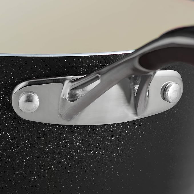 Tramontina Gourmet Ceramica Deluxe Sauce Pan with Lid, Non Stick Ceramic Interior, 3-Quart, Metallic Black, Made in Italy