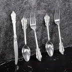 300Pieces Silver Plastic Silverware - Heavy Duty Silver Disposable Utensils - Fancy Plastic Cutlery Set Includes 100 Forks, 100 Spoons, 100 Knives for Dinner Parties Weddings