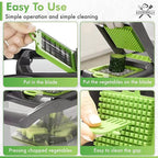 16-in-1 Vegetable Chopper with 8 Blades, Veggie Slicer & Dicer, Food Chopper with Container & Lid, Onion Chopper, Salad Chopper