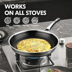 Non Stick Frying Pans, 12 inch with Lid Hybrid Frying Pans Nonstick,non stick Stainless Steel Skillets, Dishwasher/Oven Safe Cookware, Induction Compatible, PFOA Free Cookware
