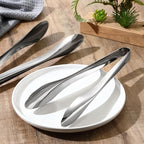 2 Pack 9 Inch and 12 Inch Serving Food Tongs Silver Buffet Stainless Steel Tongs Polished Heavy Duty Kitchen Tableware Set for Cooking Salad Party Picking up Ice Appetizers and More