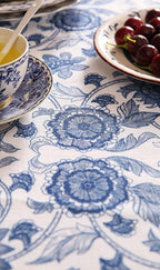 patdrea Designer Vintage Blue Long Rectangle Tablecloth,Linen Anti-Wrinkle Paisley Pattern Farmhouse Table Cloth,Decor Table Cover for Kitchen Dining,Christmas,Thanksgiving,63"x94"-Lantang a