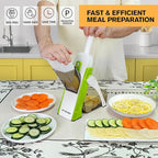 Safe Mandoline Slicer for Kitchen, Vegetable & Food Cutter & Thickness Adjustable 0.1-8 mm. Easy to Clean, Storage, Kitchen Faster Slice Artifact (Only Slice) (Green)