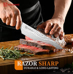 KEEMAKE Chef Knife 8 Inch - Ultra Sharp Kitchen Knife 1.4116 High Carbon Stainless Steel Blade, Ergonomic Handle, Professional Meat Knife for Home Cooking & Chefs, w/Sheath & Gift Box
