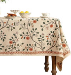 ISAENNE Designer Floral Table Cloth Rectangle,French Linen Light Beige Indoor Tablecloth,Fall Wrinkle Resistant Decor Tablecloths for Dining Thanksgiving Kitchen Party,55"*87"-Flora A