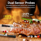 Smart Wireless Meat Thermometer with Ultra-Thin Probe, 820FT Unlimited Range Bluetooth Meat Thermometer, Digital Food Thermometer for Remote Monitoring of BBQ Grill, Oven, Air Fryer