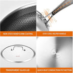 DELARLO Whole body Tri-Ply Stainless Steel Hybrid 12 inch Frying Pan With Lid Nonstick, Oven safe induction skillet,Suitable for All Stove (Detachable Handle)