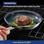 Tramontina Professional 8-Inch Ceramic Non Stick Small Frying Pan, Heavy-Gauge Aluminum Skillet with Nonstick Coating, Dishwasher and Oven Safe, Black