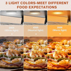 Whalefall Countertop Food Warmer with top Holder, 35 inch Commercial Food Warming Cabinet, tri-Color Lighting, w/Thermometer and Adjustable Thermostat for Cafeteria Kitchens Restaurants