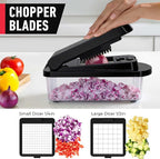 Mueller Pro-Series 10-in-1, 8 Blade Vegetable Chopper, Mandoline Slicer, Onion Mincer, Cutter, Dicer, Veggie Chopper with Container, Kitchen Essentials & Gadgets, House Warming Gifts New Home, Black