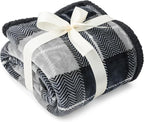 PAVILIA Charcoal Dark Grey Sherpa Throw Blanket for Couch, Plush Flannel Fleece, Soft Fuzzy Cabin for Sofa Bed, Warm Cozy Winter Gift, 50x60