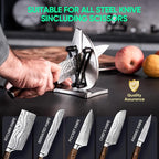 VN3 Professional Knife Sharpener | 3-Action Streamlined Sailboat Design for Effortless Knife Sharpening - The Ultimate Tool for Precision 11 to 21 Degree Angles (Upgrade Stainless Steel)
