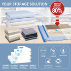 15 Pack Vacuum Storage Bags with Hand Pump, 80% Space Saver Vacuum Seal Storage Bags for Clothing, Travel Lugggage, Blankets, Comforters