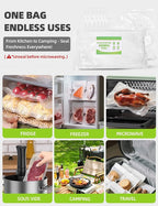 Vacuum Sealer Bags, Reusable Vacuum Zipper Bag, BPA Free Heavy Duty Vacuum Storage Bag for Food 15 Bags (15 Large Bags (10.24x13.39 in))