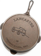 Lancaster Cast Iron No. 10 Skillet - 11-5/8-Inch Pre-Seasoned Heirloom Pan - Made in USA
