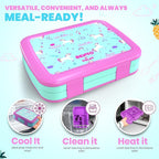 YOLAY Bento Box for Kids Lunch Box Leak-Proof, 5-Compartment Lunch Box Kids for Ages 3-10, Durable with Anti-Slip Base, Suitable for Schools, Outdoor and Travel (Unicorn)