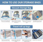 12 Pack Vacuum Storage Bags, Space Saver Vacuum Storage Bags, Vacuum Seal Bags for Clothing, Clothes, Comforters and Blankets, Hand Pump Included