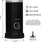 Rae Dunn Electric Milk Frother Steamer -Stylish Automatic Milk Steamer and Frother, Milk Warmer, Hot and Cold Foam Maker for Coffee, Latte, Cappuccino, Macchiato - 550 Watt (Black)