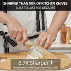 Knife Set, 15 Pcs Kitchen Knife Block Set, Enduring Razor-Sharp Japanese High Carbon Stainless Steel Chef Knife Set with Block and Sharpener, Premium Knives Set for Kitchen, White Acacia