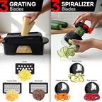 Mueller ULTIMATE 12 Blade Vegetable Chopper, Mandoline Slicer and Spiralizer, Dicer, Grater, Kitchen Essentials & Accessories, Black