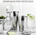 KITESSENSU Cocktail Shaker Set, 2-Piece Boston Shaker Set for Drink Mixing, Premium 18/8 Stainless Steel Martini Shaker for Bartending and Home Bar - 18oz & 28oz, Recipes Booklet Included, Silver