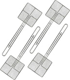 Wire Mesh Strainer with Long Handle | 4-Pack | 6.5" Square Frying Spoon | Cooking Oil Strainer for Deep Fryer & Professional Restaurant Use | Commercial Grease Skimmer