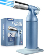RAVS Dual Flame Butane Torch Lighter, Professional Kitchen Torch with 20G Large Capacity, Adjustable Flame, Blue Cooking Torch for Creme Brulee, BBQ, Baking, Gifts for Women (Butane Gas Not Included)
