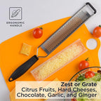 Deiss LUX Fine Grater & Lemon Zester, Parmesan Cheese Grater Handheld - Spices, Citrus Fruits, Hard Cheeses, Garlic, Chocolate, Nuts, Ginger, Vegetable Shredder