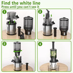 Cold Press Juicer – 6.5" Extra Large Feed Chute Fit Hands-Free Electric Masticating Juicer Machine, 350W Slow Masticating Juicer Machine for Whole Fruit and Vegetables – Easy Cleanup & Assembly