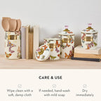 MACKENZIE-CHILDS Butterfly Garden Enamel Canister, Pretty Kitchen Storage Container with Lid, Medium