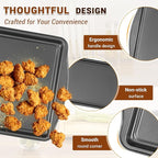 BEWOS Baking Sheet Pans With Racks Set - Including 17.6 × 12 × 1.26 Inch Carbon Steel Baking Sheet, Set of 106 (3 Sheets + 3 Cooling Racks + 100 Parchment Paper), Nonstick Bakeware sets for Baking