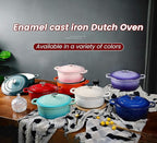 Enameled Cast Iron Covered 5.5 Quart Dutch Oven with Dual Handle, Dutch Ovens with Lid for Bread Baking, Pink