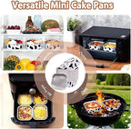 FORBFAN 150 Pcs Mini Square Baking Cups with Lids, 8 oz Mini Aluminum Cake Pans, Small Baking Tins Cow Print