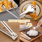 10 PCS Stainless Steel Serving Utensils, Large Serving Spoons Slotted Spoons, Serving Forks, Serving Tongs, Ice Suger Tongs, Metal Utensils Set Great for Buffet Catering Banquet Party (silver)