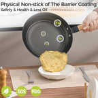 YUTANN 8&10&12 Inch Non-stick Frying Pans,Pre-seasoned Cast Iron Skillet Set with Detachable Handle,Lightweight,Dishwasher Oven Safe (500°F)