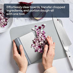 Misen Stainless Steel Bench Scraper - Versatile Food Scraper with Walnut Handle - Ideal for Kitchen, Pastry & Dough - Durable Cutting Board Scraper Tool - Effortless Transfer into Pots & Pans - Gray