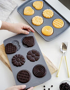 2 Pack Silicone Muffin Pan,Round &Heart Shape Cupcake Pans for Baking 6 Cavites Flower Macaron Waffle Silicone Baking Mold for Chocolate Candy Jello Desserts Making