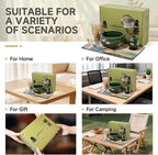 Matcha Whisk Set with Ceramic Bowl - Bamboo Whisk (Chasen), Scoop, Sifter & Holder - Complete Kit for Traditional Matcha Tea - Unique Gifts for Tea Lovers (Celadon Veil)