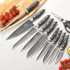 NF NANFANG BROTHERS Damascus Kitchen Knife Set, 16-Piece with Block, ABS Ergonomic Handle, Carving Fork, Disconnect-type Knife Block (Gray)