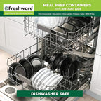 Freshware Meal Prep Containers with lids [150 Pack] Food Storage Containers, Bento Box, BPA-Free, Stackable, Microwave, Dishwasher, Freezer Safe, 32 Oz