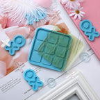 Tic Tac Toe Resin Mold with 5 Chess Pieces Molds,DECYOOL X O Board Game Silicone Molds for Resin Casting,DIY Tabletop Board Game
