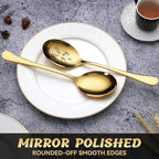 8 Piece Stainless Steel Serving Spoon Set - 4 Large, 4 Slotted,Dishwasher Safe,10-Inch,Gold, for Parties/Kitchen/Buffet/Catering