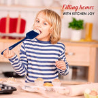 Silicone Spoon Spatula - 600ºF Heat-Resistant Non-Stick Rubber Spoonula | Use as Silicone Kitchen Scraper Utensil - Baking and Cooking Strong Stainless Steel Core | UpGood Kitchen Utensils, (Blue)