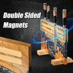 SENKEN "Black Tsunami" Extra Large Magnetic Knife Block - Holds Up to 16 Knives - Knife Block without Knives, Universal Knife Holder, Beautiful Dark Resin & Natural Wood Blend (Black Resin)