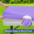 homing Rectangle Table Cloth Cover, Waterproof Polyester Elastic Fitted Tablecloth, Fits for 8 Foot Folding Tables, Washable Table Protector for Picnic, Camping, Outdoor (Lavender, 30" x 96")