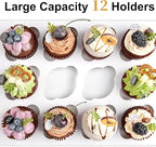 Kucoele 12 Count Cupcake Boxes, 6 Pack White Cupcake Containers with Windows and Inserts, Disposable Cupcake Carriers for Muffins, Treats, Pastries, 13 x 10 x 4 Inches