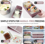 Silicone Freezer Tray with Lid Soup Freezer Container Molds with Steel Reinforced Rim Large Ice Cube Tray Makes 4 Perfect 2 Cup Portions Cubes Storage Food Meal Prep Containers Cookware 2 Pack